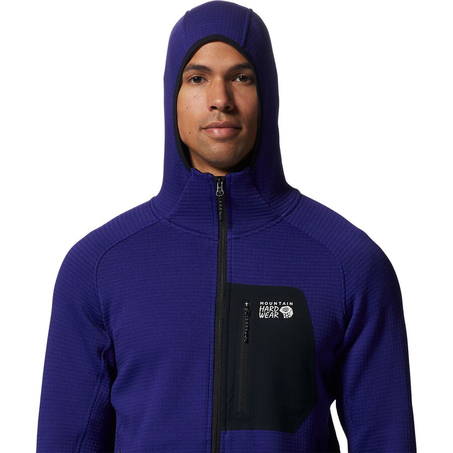Mountain Hardwear Polartec Power Grid Full-Zip Hoodie - Men's Klein Blue Heather