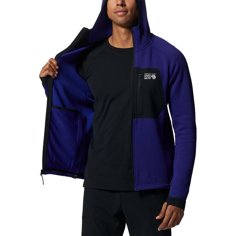 Mountain Hardwear Polartec Power Grid Full-Zip Hoodie - Men's Klein Blue Heather