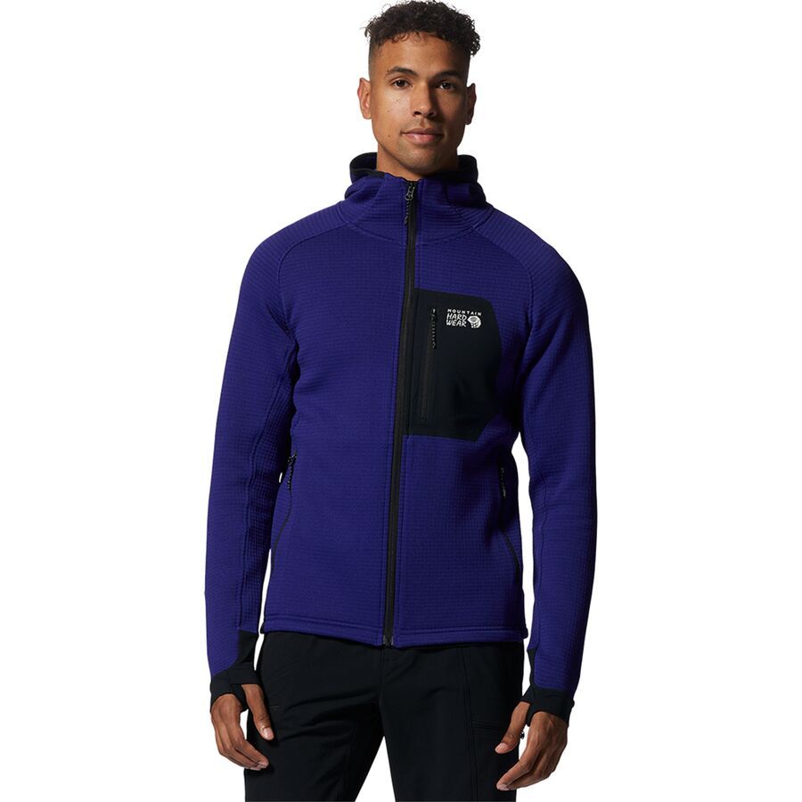 Mountain Hardwear Polartec Power Grid Full-Zip Hoodie - Men's Klein Blue Heather