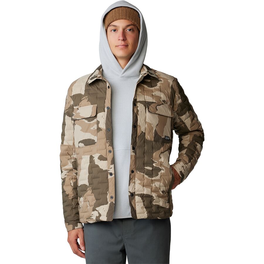 Mountain Hardwear Stretchdown Light Shacket - Men's Badlands Snowdrifts Print