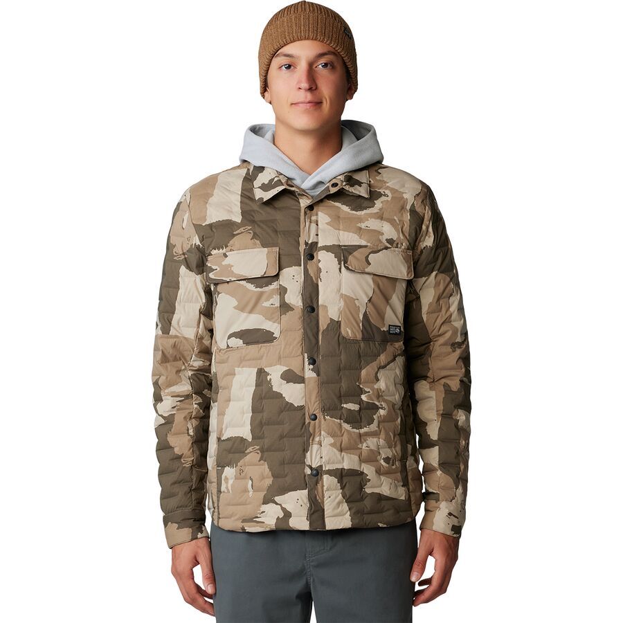 Mountain Hardwear Stretchdown Light Shacket - Men's Badlands Snowdrifts Print