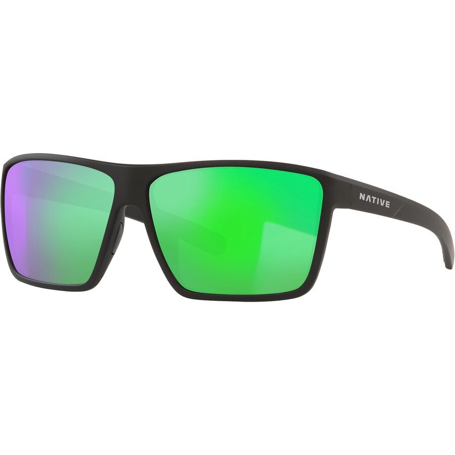 Native Eyewear Wells XL Polarized Sunglasses Matte Black/Green Reflex