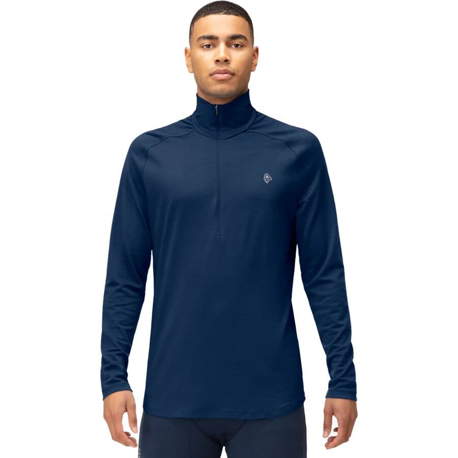 Norrona Femund PureUll Zip Neck Baselayer Top - Men's Indigo Night