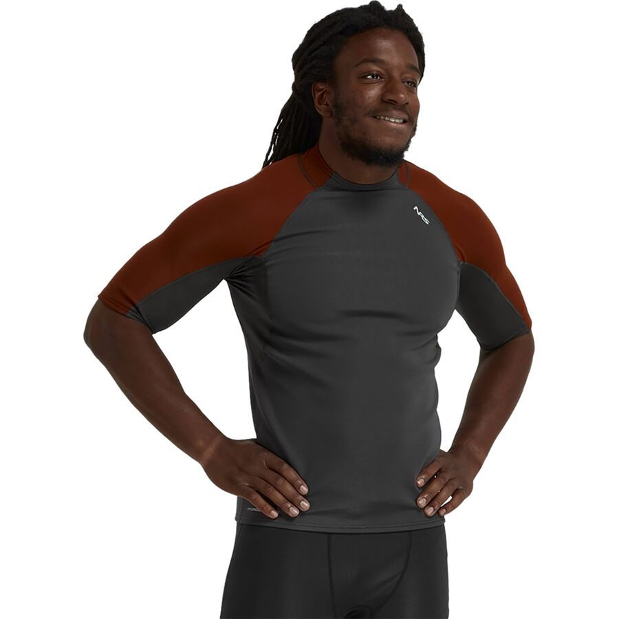 NRS HydroSkin 0.5mm Short-Sleeve Top - Men's Graphite/Brick