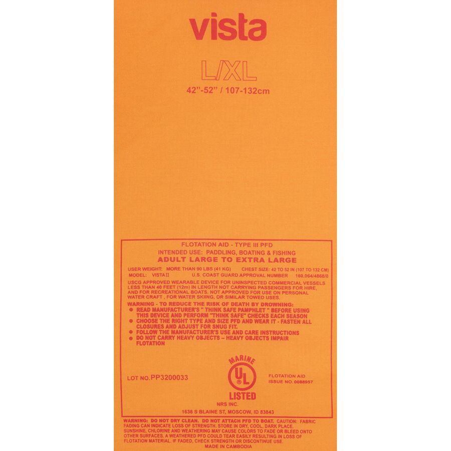 NRS Vista Personal Flotation Device Blue