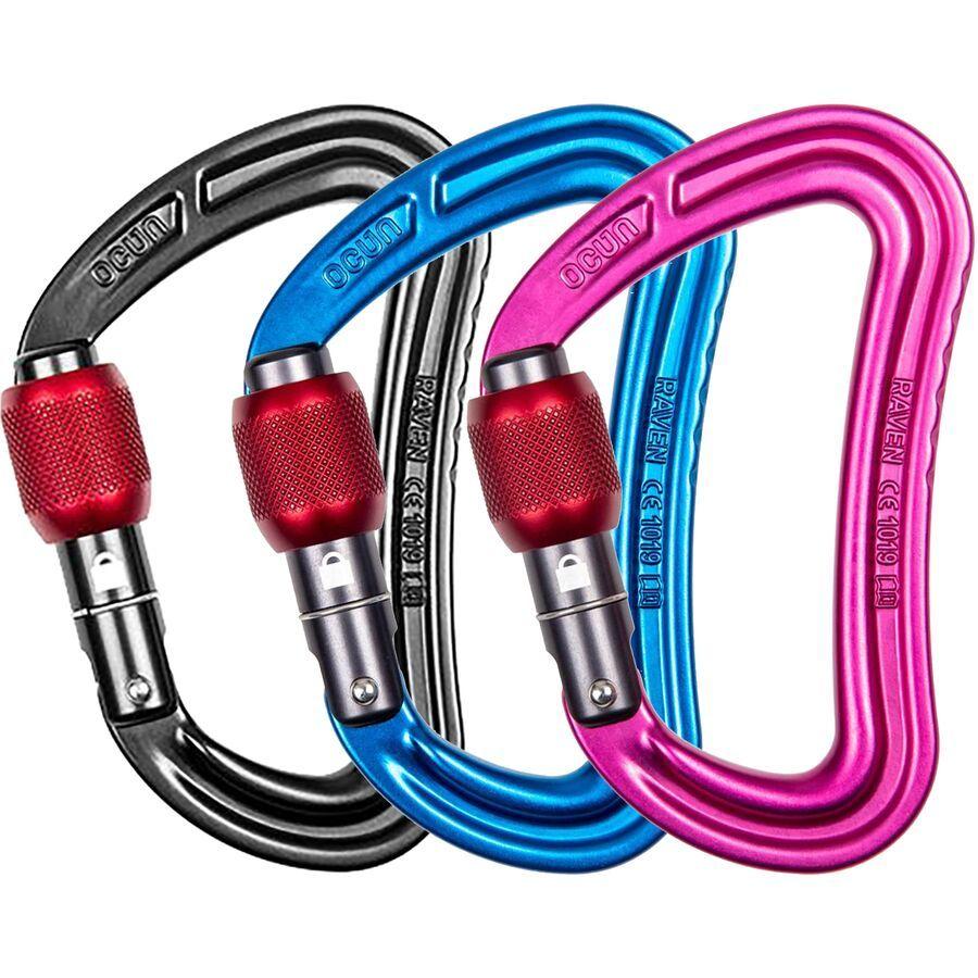 Ocun Raven Screw Carabiner - 3-Pack Red/Blue/Green