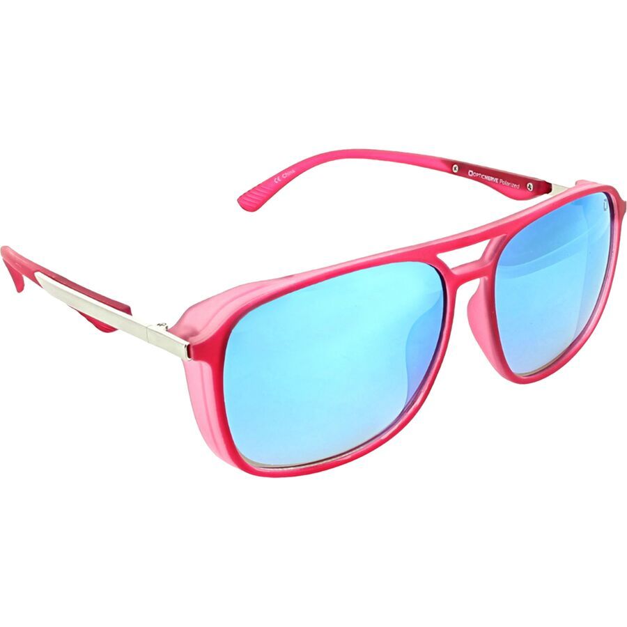 Optic Nerve Cousin Polarized Sunglasses Crystal Pink/Polarized Smoke Lens Blue Mirror
