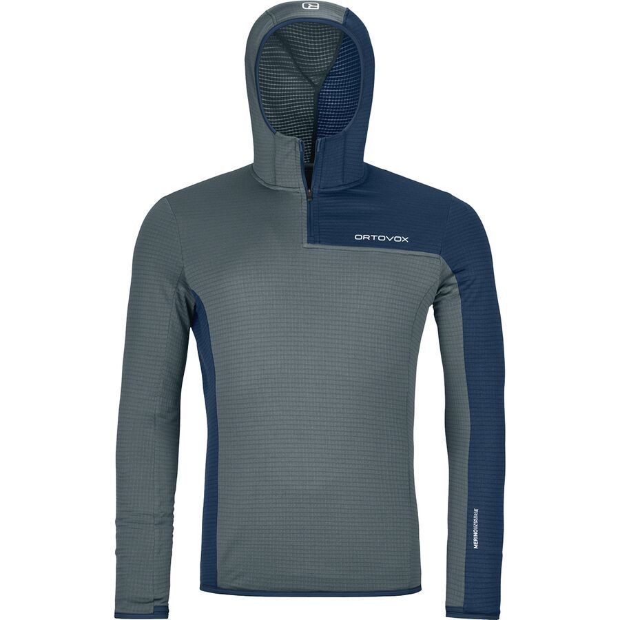 Ortovox Fleece Light Grid ZN Hooded Jacket - Men's Dark Arctic Grey