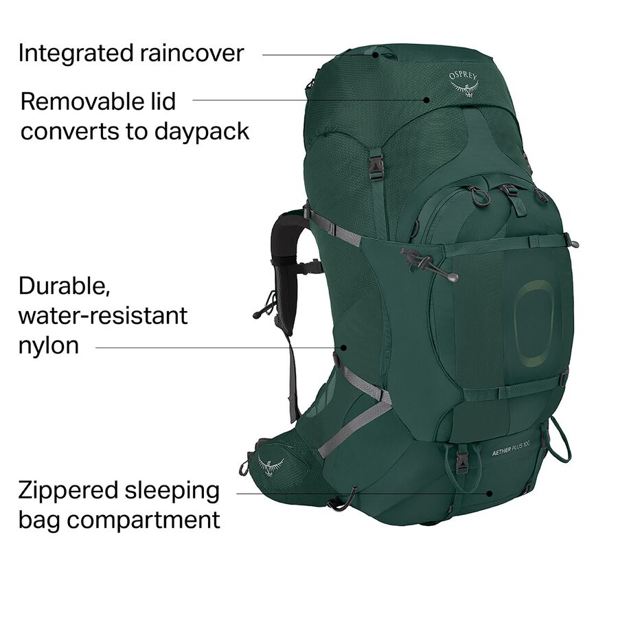 Osprey Packs Aether Plus 100L Backpack Axo Green