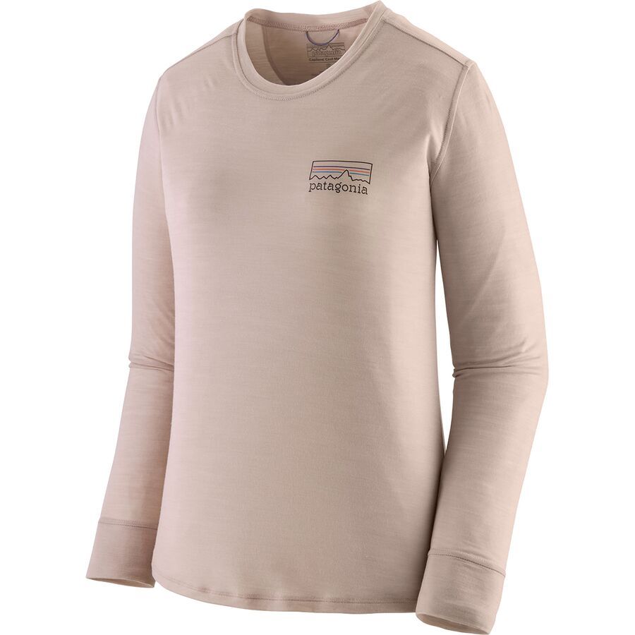 Patagonia Cap Cool Merino Blend Graphic Long-Sleeve Shirt - Women's Fitz Roy Strata: Shroom Taupe