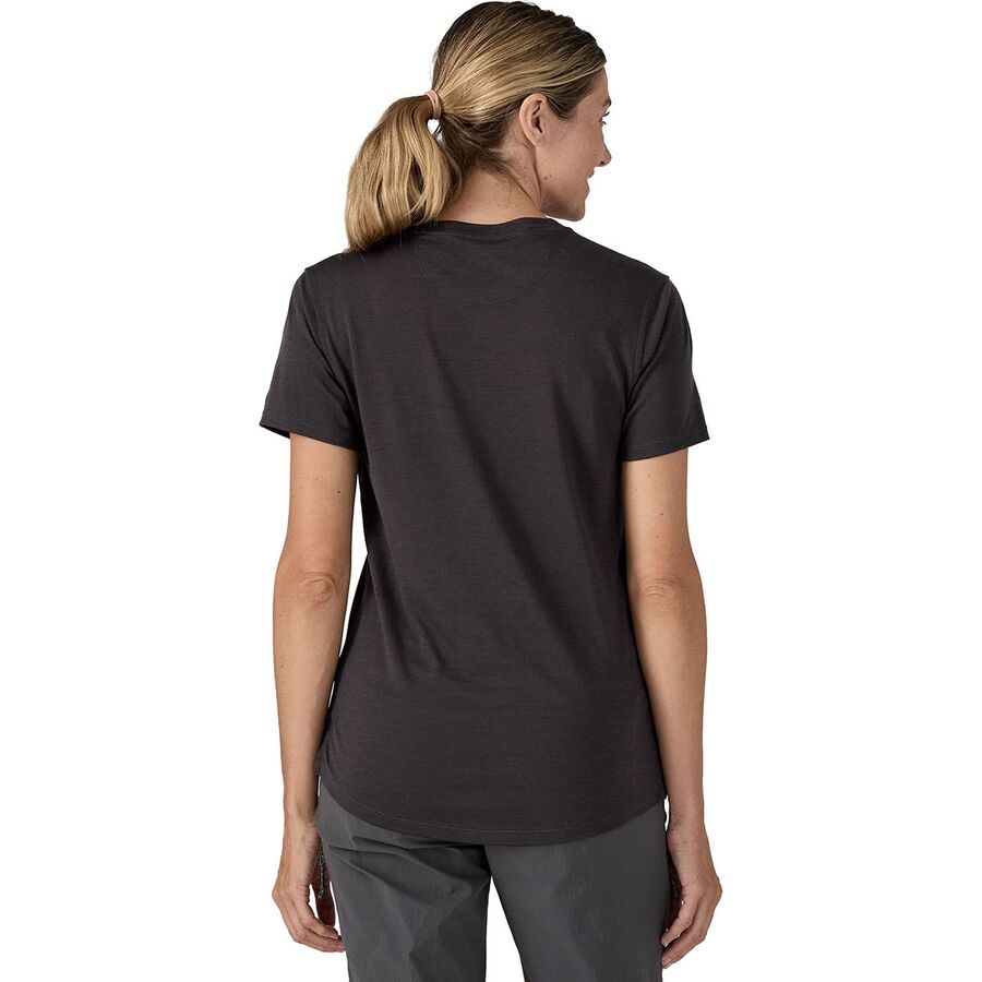 Patagonia Cap Cool Merino Blend Graphic Shirt - Women's Fitz Roy Strata: Graze Green