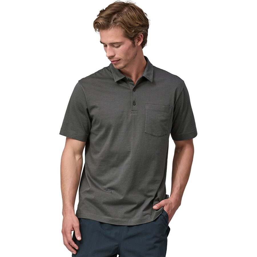 Patagonia Organic Cotton Lightweight Polo - Men's Fathom Stripe: Forge Grey