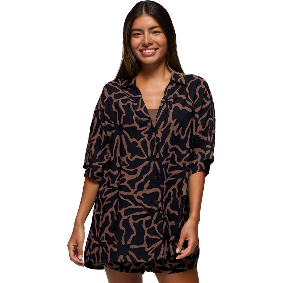 prAna The Bahamas Button-Up Top - Women's Black Boogie Bloom