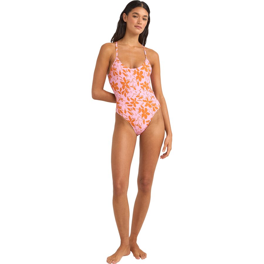 Rhythm Bora Bora Floral Cross Back One-Piece Swimsuit - Women's Pink