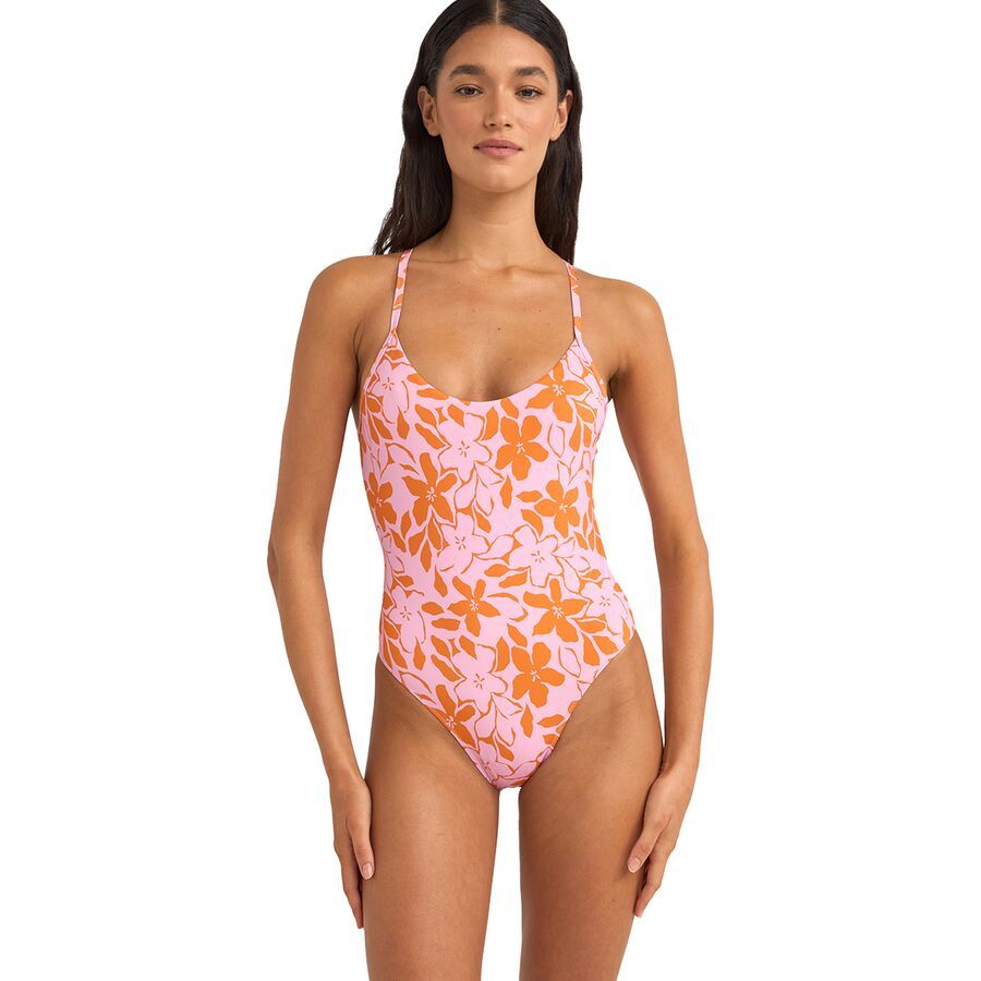 Rhythm Bora Bora Floral Cross Back One-Piece Swimsuit - Women's Pink