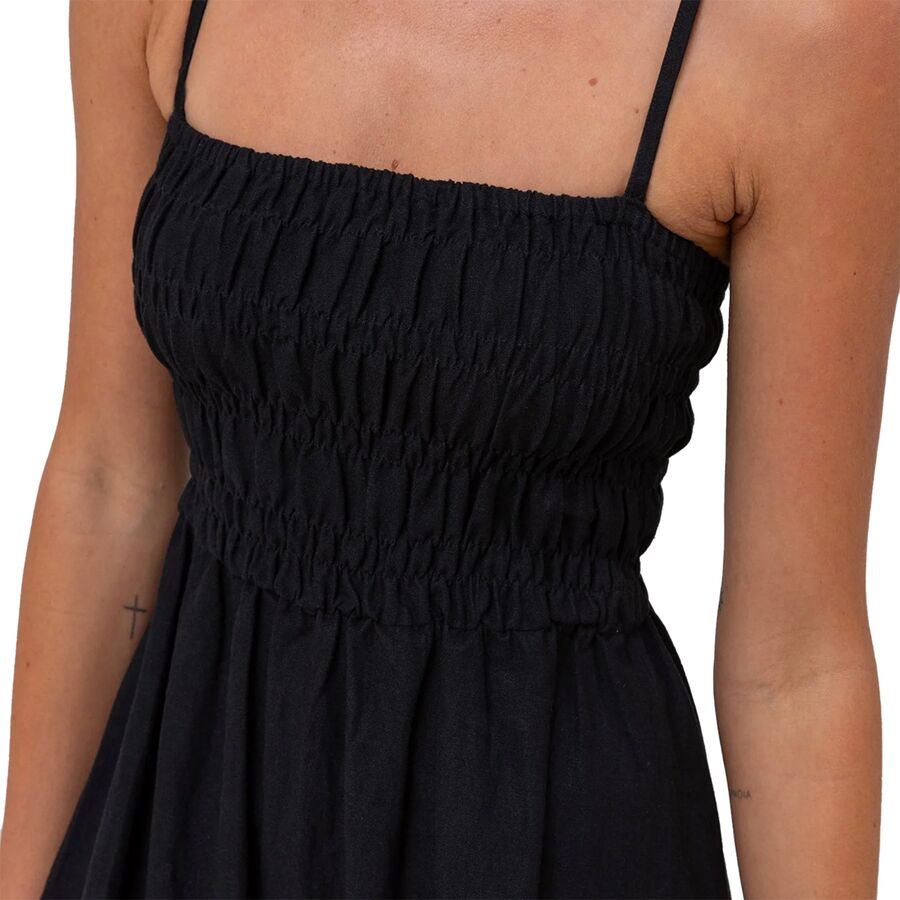 Rhythm Classic Shirred Midi Dress - Women's Black