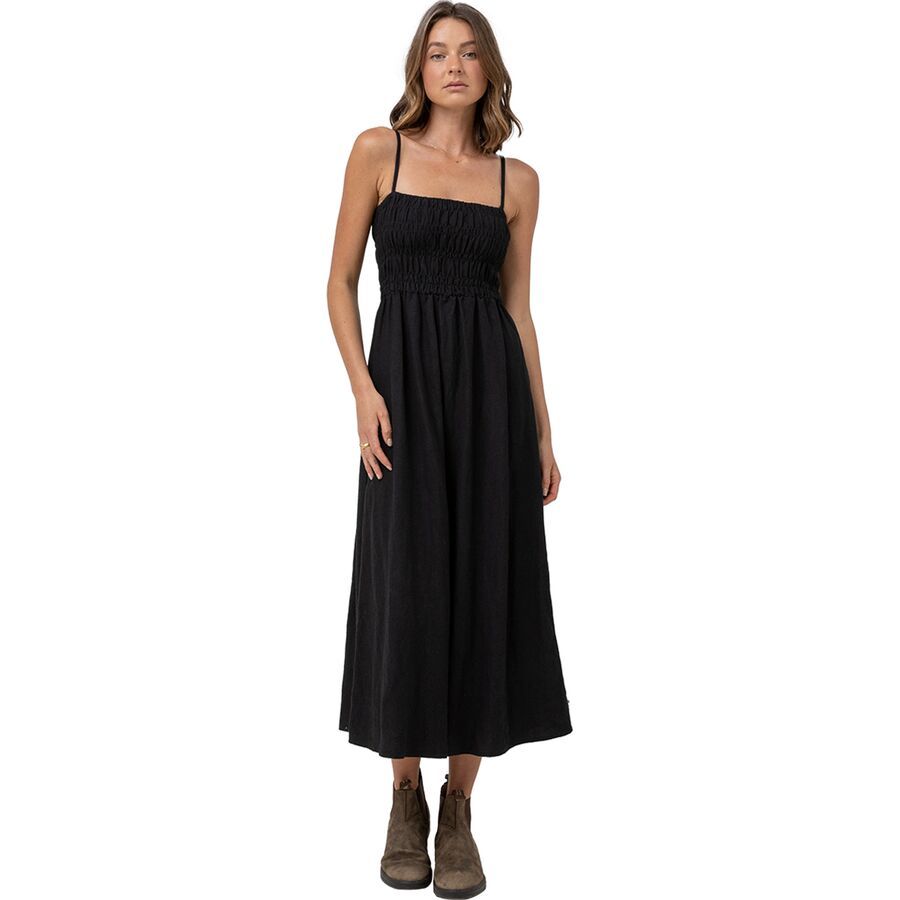 Rhythm Classic Shirred Midi Dress - Women's Black