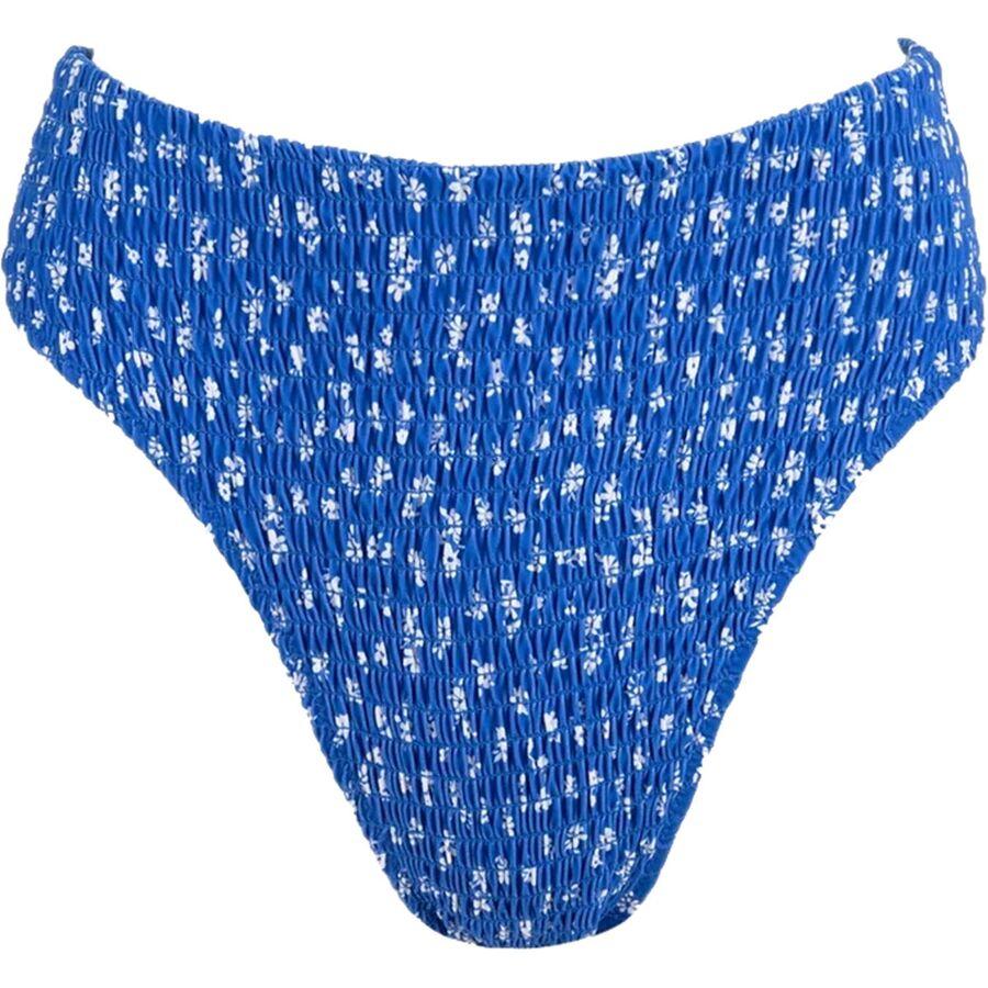 Rhythm Elodie Floral Smocked Hi Waist Bikini Bottom - Women's Blue