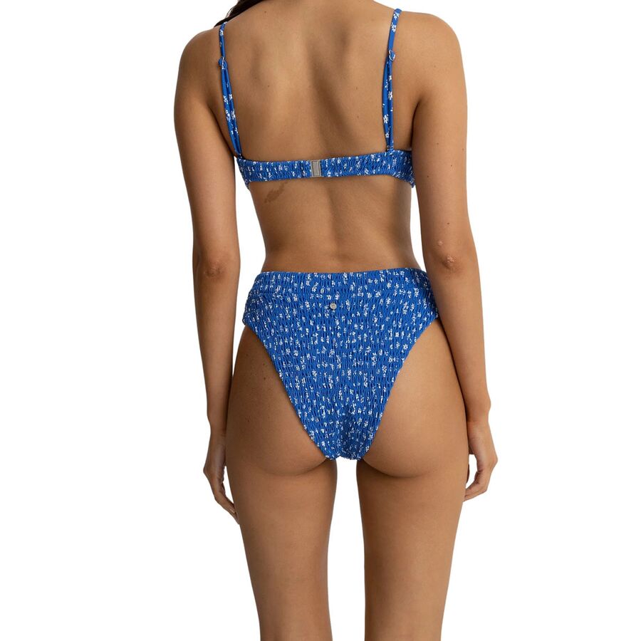 Rhythm Elodie Floral Smocked Hi Waist Bikini Bottom - Women's Blue