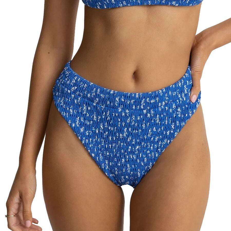 Rhythm Elodie Floral Smocked Hi Waist Bikini Bottom - Women's Blue