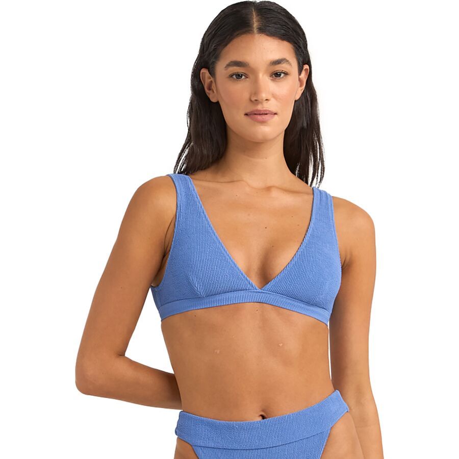 Rhythm Isla Rib Tall Tri Bikini Top - Women's Cornflower