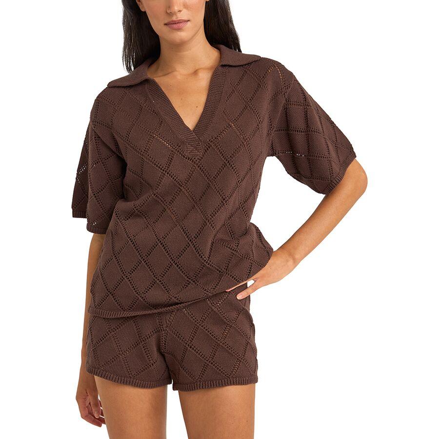 Rhythm Islander Collared Knit Shirt - Women's Chocolate