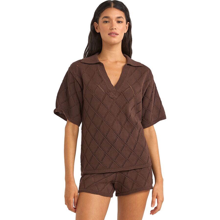 Rhythm Islander Collared Knit Shirt - Women's Chocolate