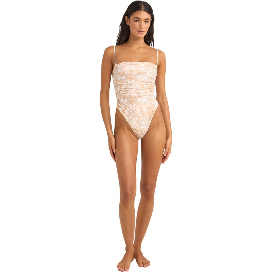 Rhythm Jean Paisley Scrunched Side One-Piece Swimsuit - Women's Vintage White