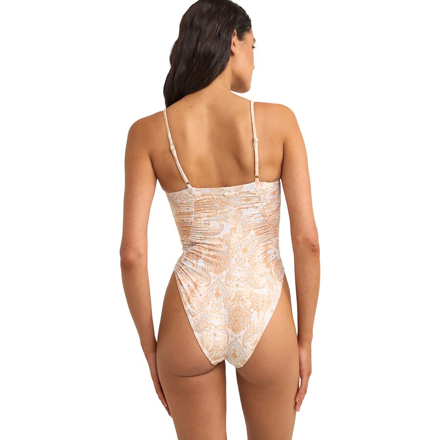 Rhythm Jean Paisley Scrunched Side One-Piece Swimsuit - Women's Vintage White