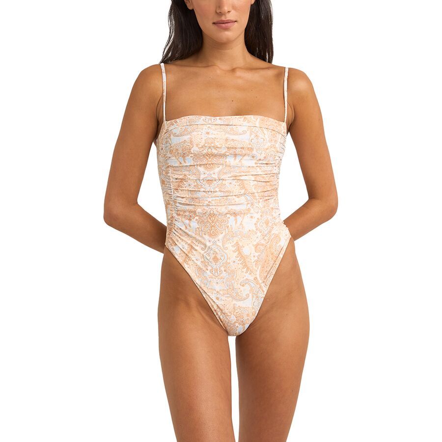 Rhythm Jean Paisley Scrunched Side One-Piece Swimsuit - Women's Vintage White