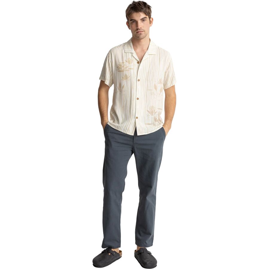 Rhythm Lily Stripe Cuban Short-Sleeve Shirt - Men's Camel