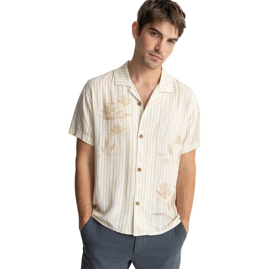 Rhythm Lily Stripe Cuban Short-Sleeve Shirt - Men's Camel