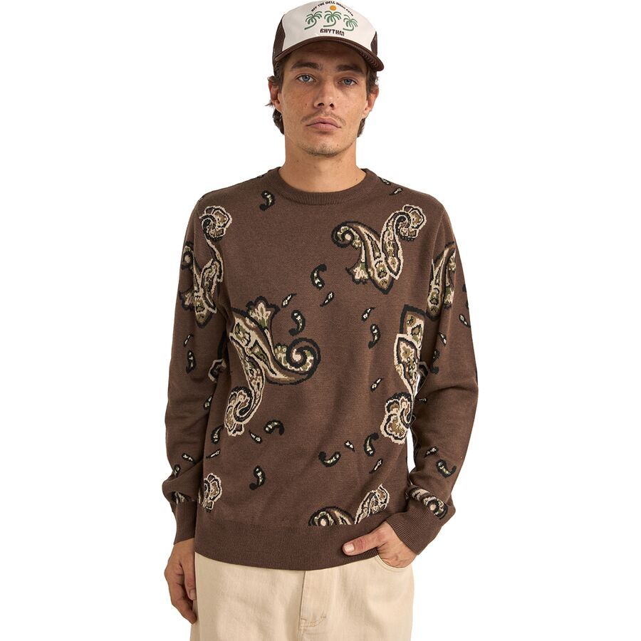 Rhythm Mohair Paisley Knit Sweater - Men's Tobacco