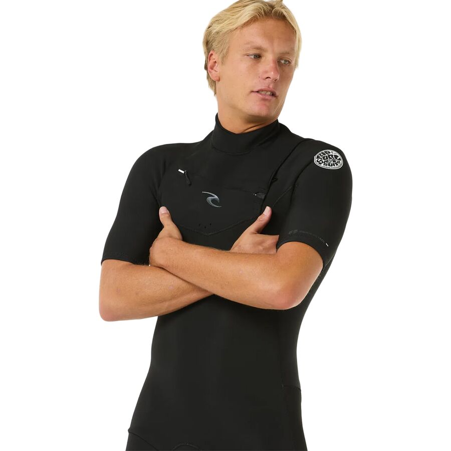 Rip Curl Dawn Patrol Short-Sleeve Chest Zip 2/2 Wetsuit - Men's Black