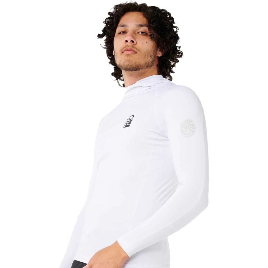 Rip Curl Search UPF 50 Long-Sleeve Hooded Rashguard -Men's White