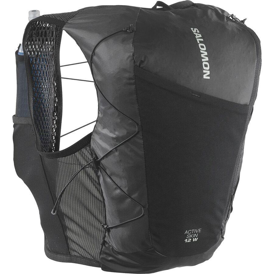 Salomon Active Skin 12L Running Hydration Vest + Flasks - Women's Black/Metal