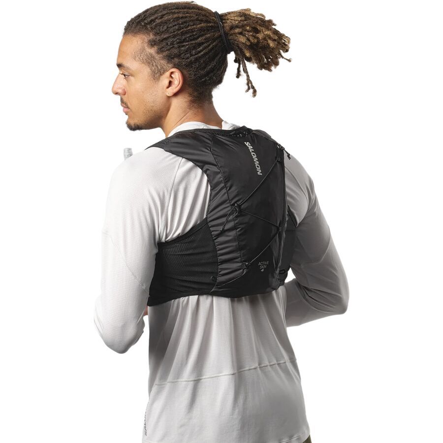Salomon Active Skin 4L Running Hydration Vest + Flasks Black/Metal