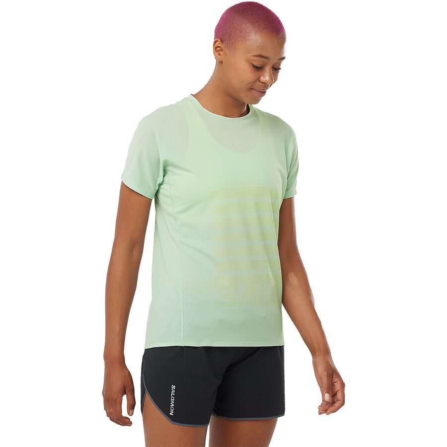 Salomon Sense Aero GFX T-Shirt - Women's Aqua Foam/Sulphur Spring