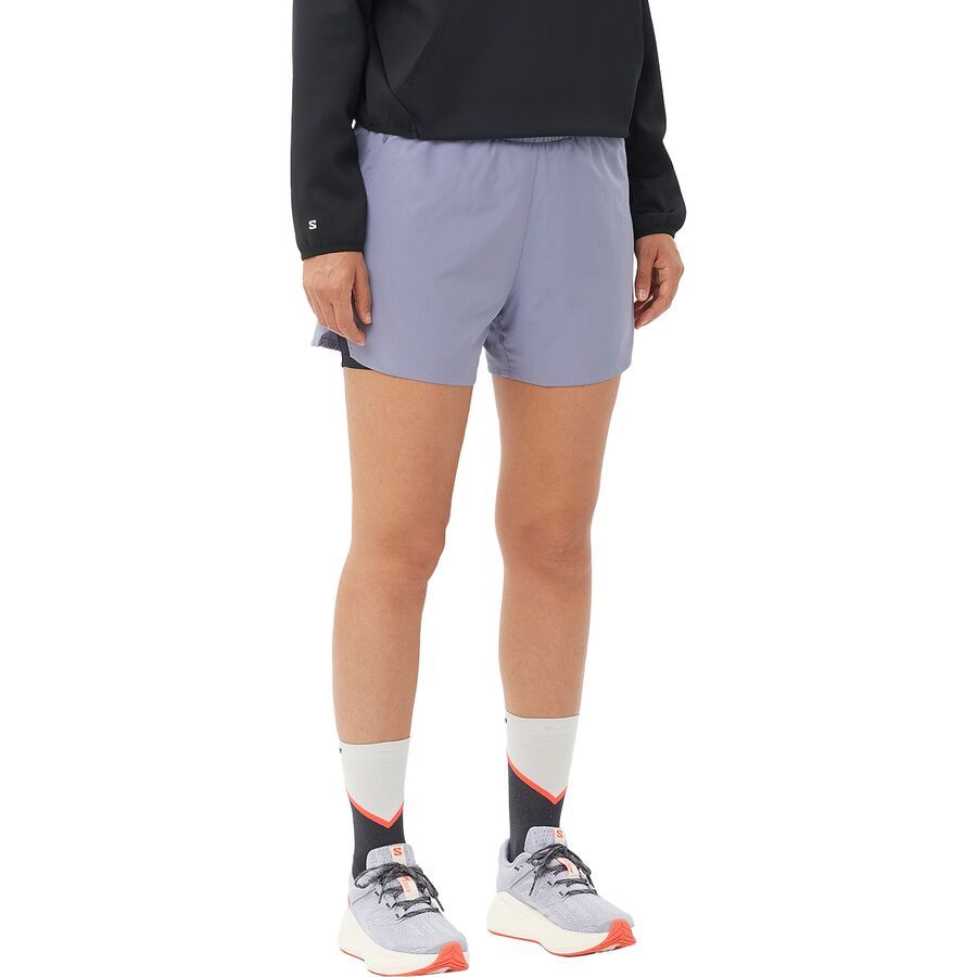 Salomon Shakeout 2in1 4in Short - Women's Blue Granite