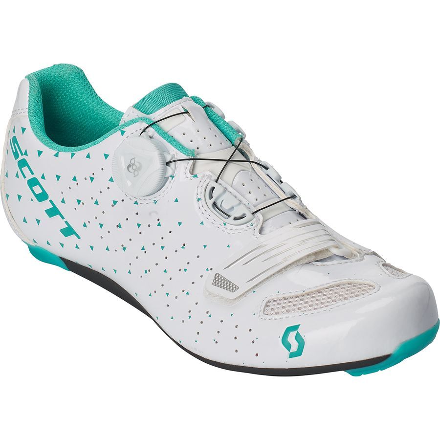 Scott Road Comp Boa Lady Cycling Shoe - Women's Gloss White/Turquoise Blue