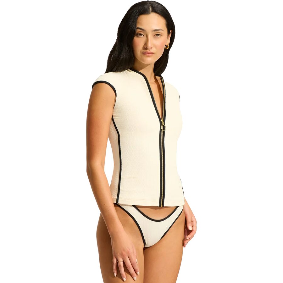 Seafolly Cap-Sleeve Sunvest - Women's Ecru