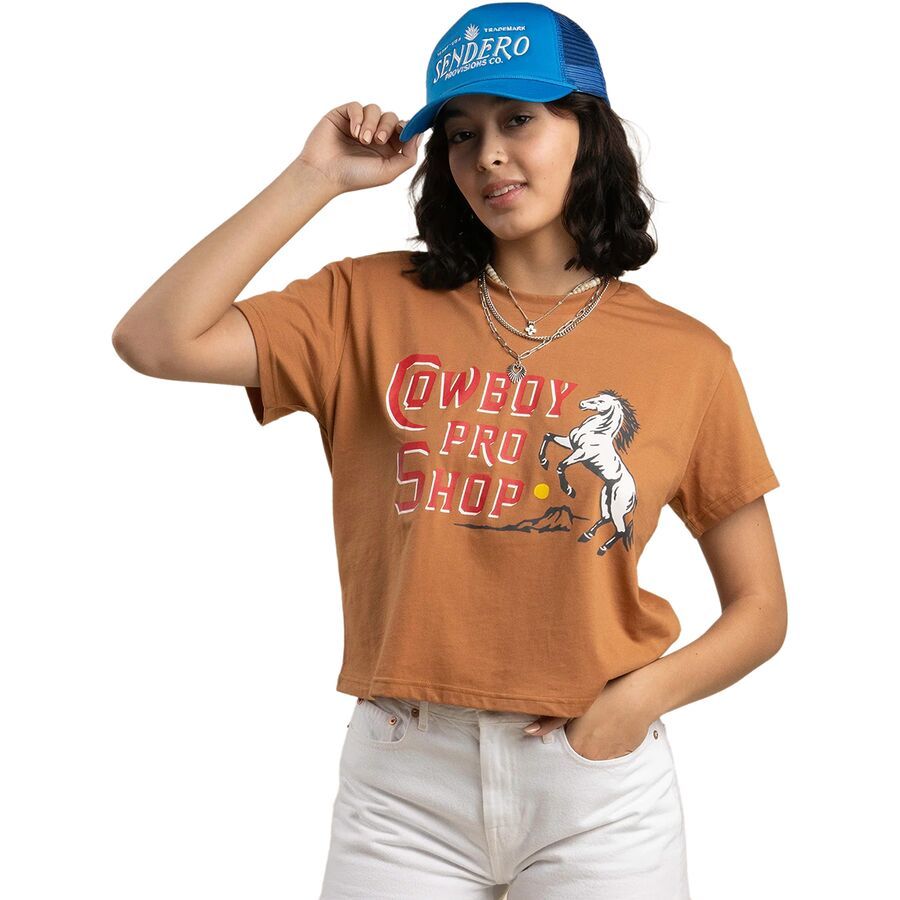 Sendero Provisions Co. Cowboy Pro Shop Crop T-Shirt - Women's Meerkat