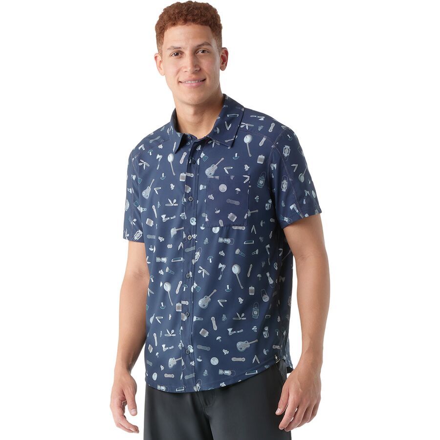 Smartwool Everyday Short-Sleeve Button-Down Shirt - Men's Deep Navy Gone Camping