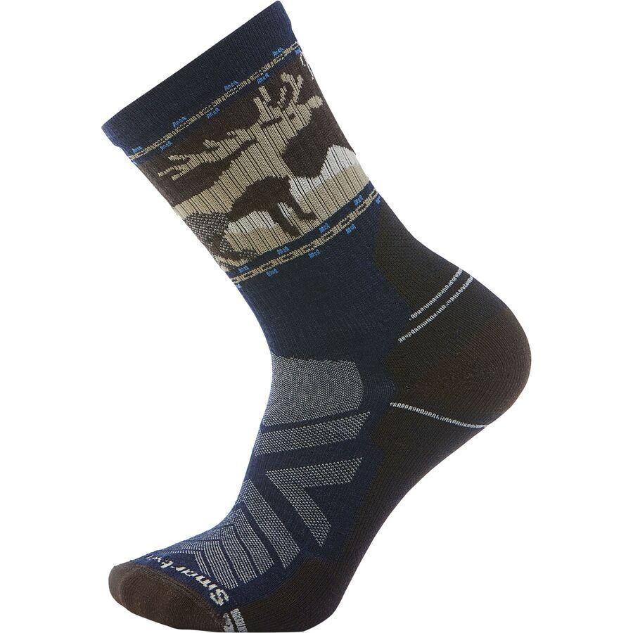 Smartwool Hike Light Cushion Mountain Moose Crew Sock - Men's Deep Navy