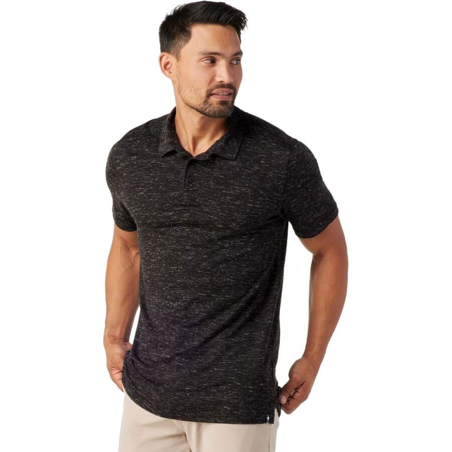 Smartwool Merino Hemp Blend Short-Sleeve Polo Shirt - Men's Black Heather