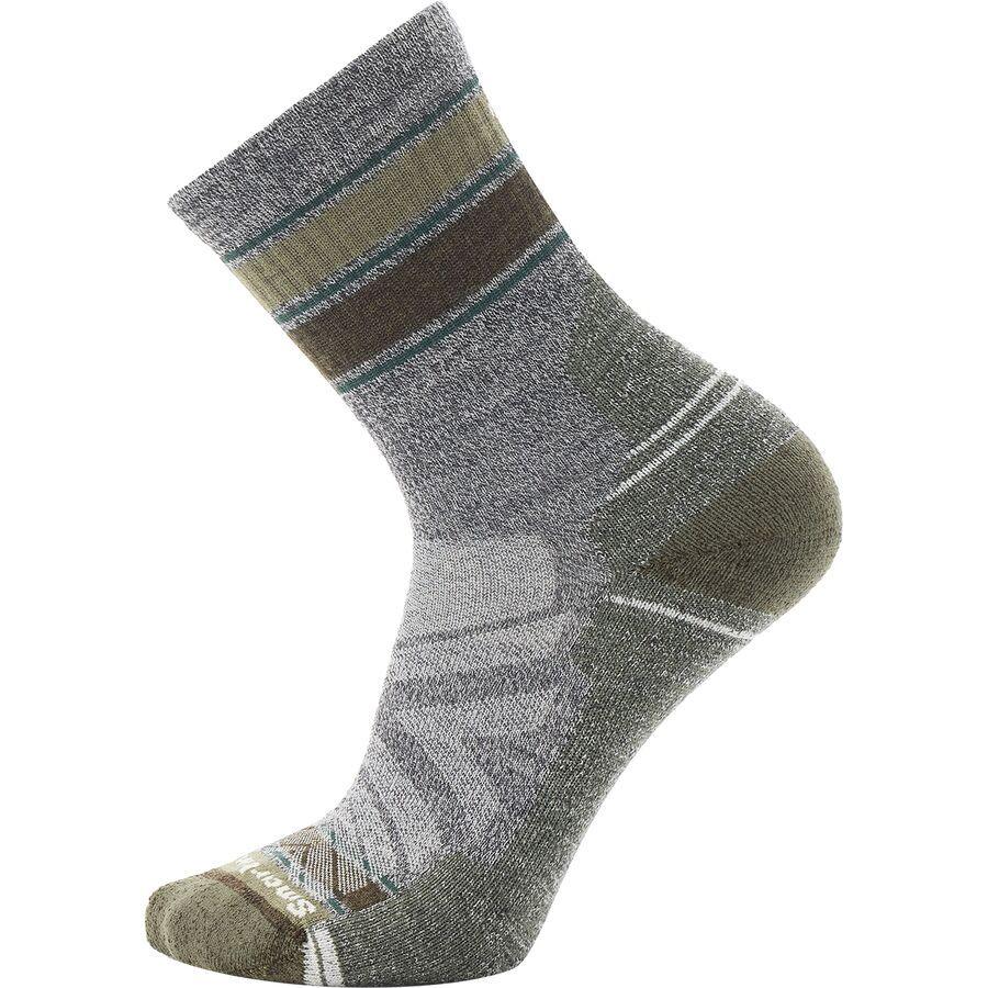 Smartwool Performance Hike Light Cushion Striped Mid Crew Sock Ash/Charcoal