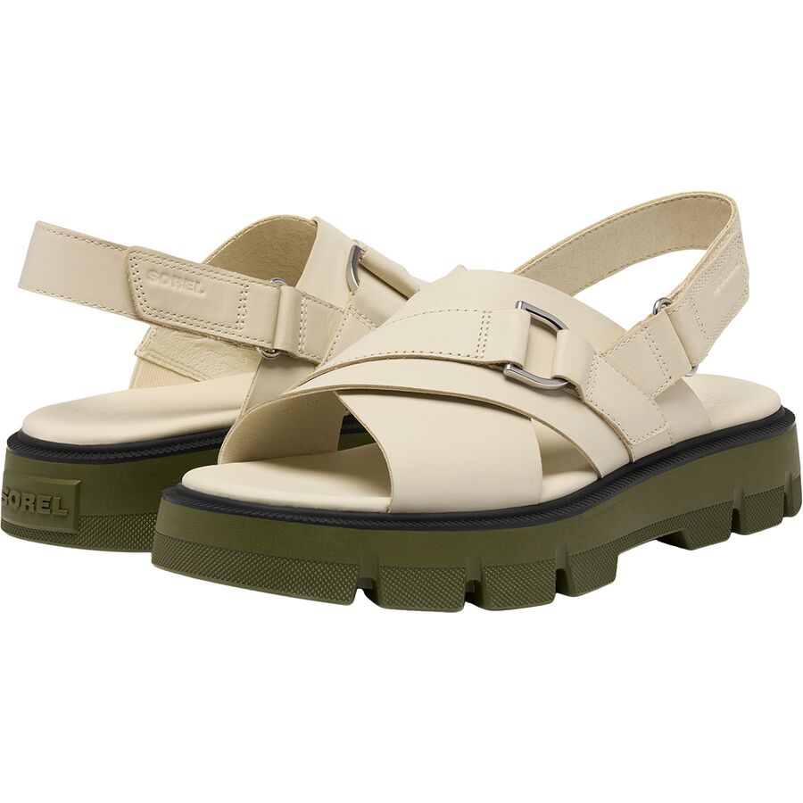 SOREL Rein CB Crisscross Sandal - Women's Chalk/Utility Green