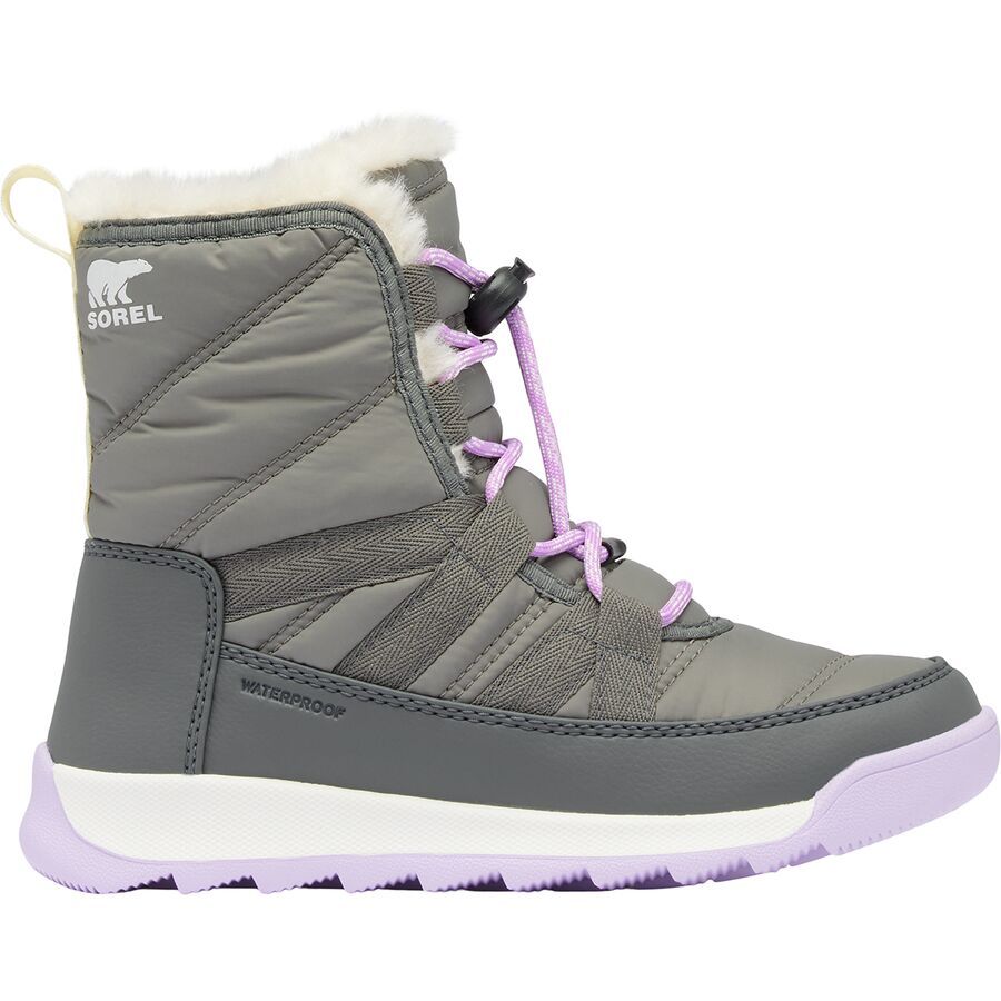 SOREL Whitney II Plus Lace WP Boot - Girls' Quarry/Lavender Cloud