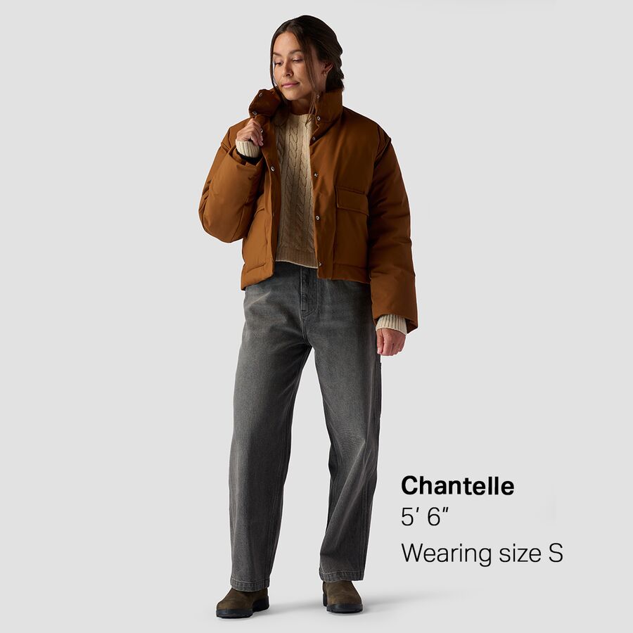 Stoic Cropped Boxy Snap Front Puffer - Women's Downtown Brown