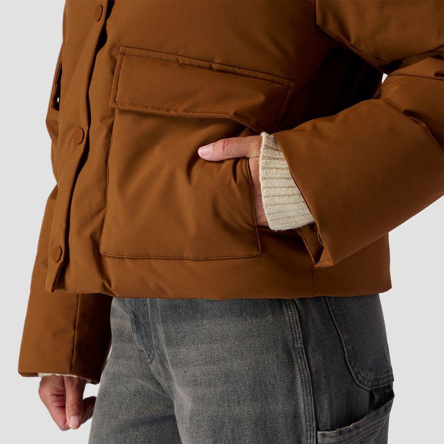 Stoic Cropped Boxy Snap Front Puffer - Women's Downtown Brown